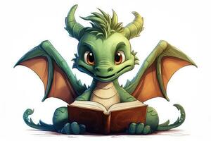 dragon illustration sur une enfants Nouveau ans livre de contes isolé sur une blanc Contexte photo