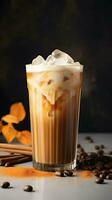 citrouille pimenter latté, glacé café Contexte photo, génératif ai photo