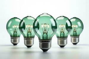 LED lumière ampoules symbolisant énergie Efficacité isolé sur une blanc Contexte photo