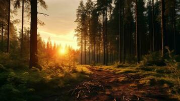 lever du soleil dans la forêt photo