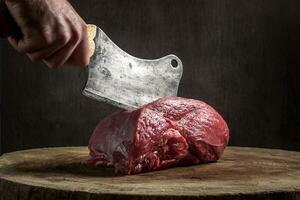 juteux brut du boeuf steak sur en bois table photo