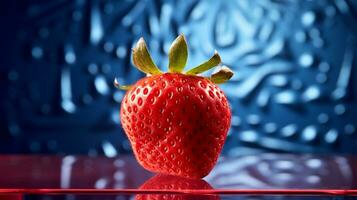 photo de fraise fruit moitié contre une coloré abstrait Contexte. génératif ai
