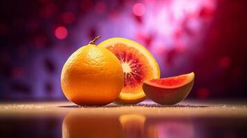photo de Ambarella fruit moitié contre une coloré abstrait Contexte. génératif ai