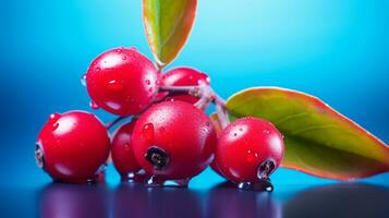 photo de airelle fruit moitié contre une coloré abstrait Contexte. génératif ai