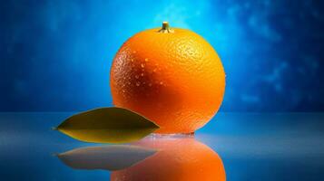photo de mandarin Orange fruit moitié contre une coloré abstrait Contexte. génératif ai
