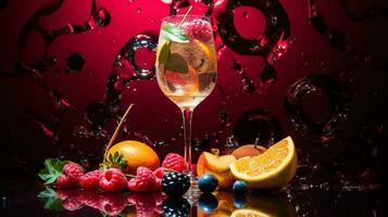 photo de Champagne fruit moitié contre une coloré abstrait Contexte. génératif ai