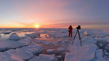 le Nord poteaux glacé étendue. génératif ai photo