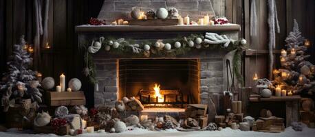 décorations pour Noël dans le maison par le Feu photo