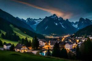 le village de alpin, Suisse. généré par ai photo