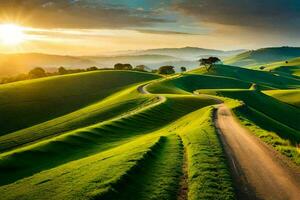 le route à le Soleil. généré par ai photo