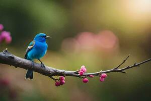 photo fond d'écran le soleil, oiseau, printemps, arbre, fleurs, oiseau, printemps, oiseau,. généré par ai