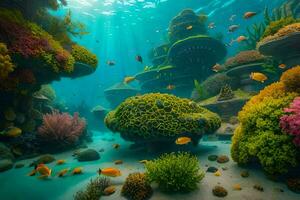 le sous-marin monde est plein de coloré corail récifs. généré par ai photo