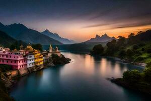 le magnifique ville de Rishikesh, Inde. généré par ai photo