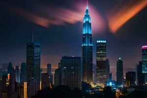 le Kuala Lumpur horizon à nuit. généré par ai photo