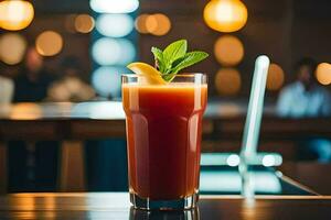 une boisson avec une garnir sur une bar. généré par ai photo