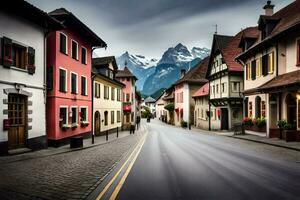 une rue dans le ville de Altenbourg, Suisse. généré par ai photo