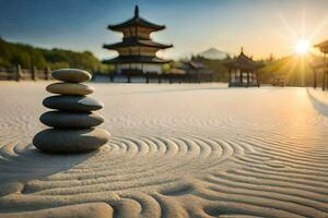 le Zen jardin dans Chine. généré par ai photo