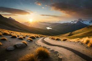 le route à le montagnes. généré par ai photo