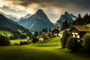 une magnifique Montagne village dans le Suisse Alpes. généré par ai photo