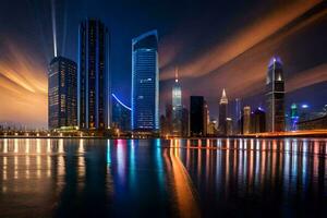 photo fond d'écran nuit, le ville, le ville lumières, le ville lumières, le ville lumières,. généré par ai