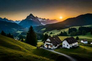 le Soleil monte plus de le montagnes dans le Contexte. généré par ai photo