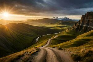 le route à le Soleil. généré par ai photo