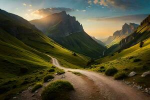 le route à le montagnes. généré par ai photo