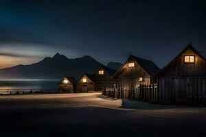 photo fond d'écran le ciel, nuit, le mer, le montagnes, le lune, le montagnes,. généré par ai