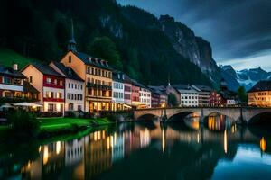 le ville de Altenbourg, Suisse à crépuscule. généré par ai photo