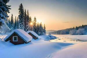 hiver dans Finlande - hiver dans Finlande. généré par ai photo