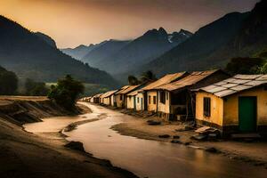 photo fond d'écran le ciel, montagnes, eau, le montagnes, le montagnes, le montagnes, le. généré par ai