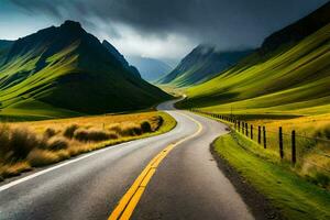 le route à le montagnes. généré par ai photo