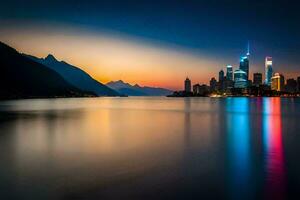 le ville horizon à crépuscule dans Chine. généré par ai photo