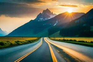 le route à le montagnes. généré par ai photo