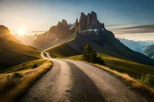 le route à le dolomites. généré par ai photo