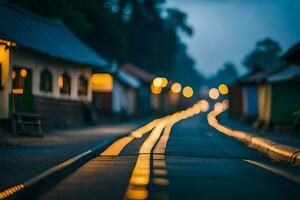 une longue exposition photo de une rue à nuit. généré par ai