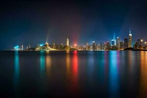 le Chicago horizon à nuit. généré par ai photo