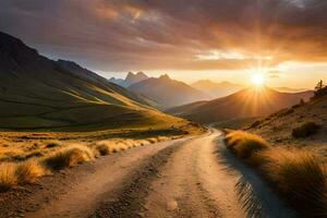 le route à le Soleil. généré par ai photo