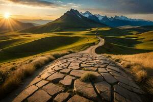 le route à le Soleil. généré par ai photo