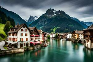 photo fond d'écran le ciel, montagnes, eau, Suisse, Suisse, Suisse, sw. généré par ai