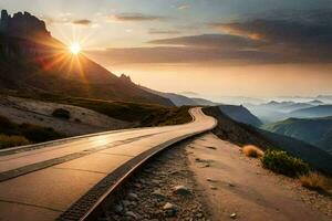 le route à le dolomites. généré par ai photo