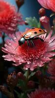 une coccinelle sur une fleur ai génératif photo