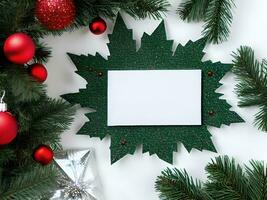Vide papier carte avec Noël décoration objets autour - généré image photo