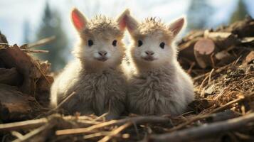 photo de fondant deux lamas avec un accentuation sur expression de l'amour. génératif ai