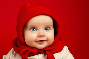 ai généré studio portrait de mignonne peu bébé enfant de différent nationalités sur différent couleurs Contexte photo