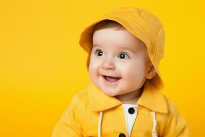 ai généré studio portrait de mignonne peu bébé enfant de différent nationalités sur différent couleurs Contexte photo