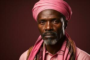 ai généré studio portrait de Beau personnes âgées vieux africain homme sur différent couleurs Contexte photo