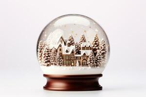 étincelant neige globe symbolisant neigeux Noël marchés isolé sur une blanc Contexte photo
