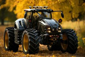 biocarburant alimenté tracteur dans tomber récolte photo