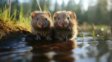 photo de fondant deux rats musqués avec un accentuation sur expression de l'amour. génératif ai